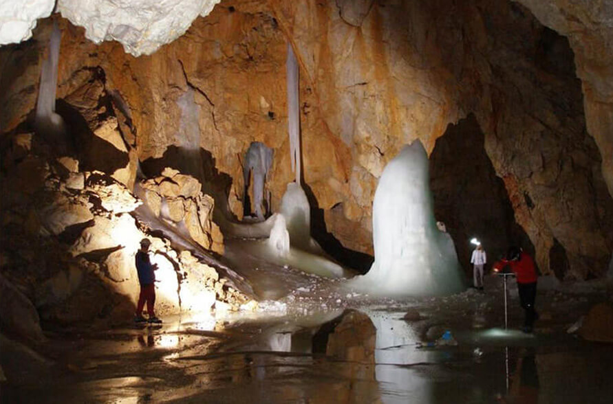 A photo inside an ice cave